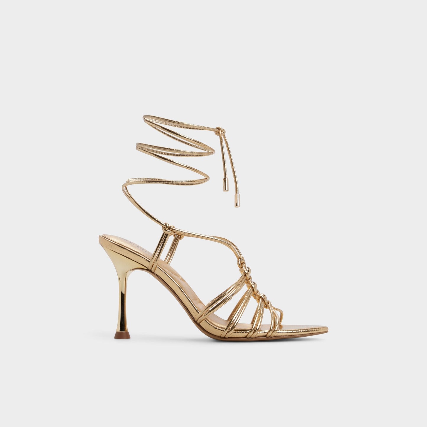 Curacao in Gold - Strappy heeled sandal, Stiletto heel - Gold