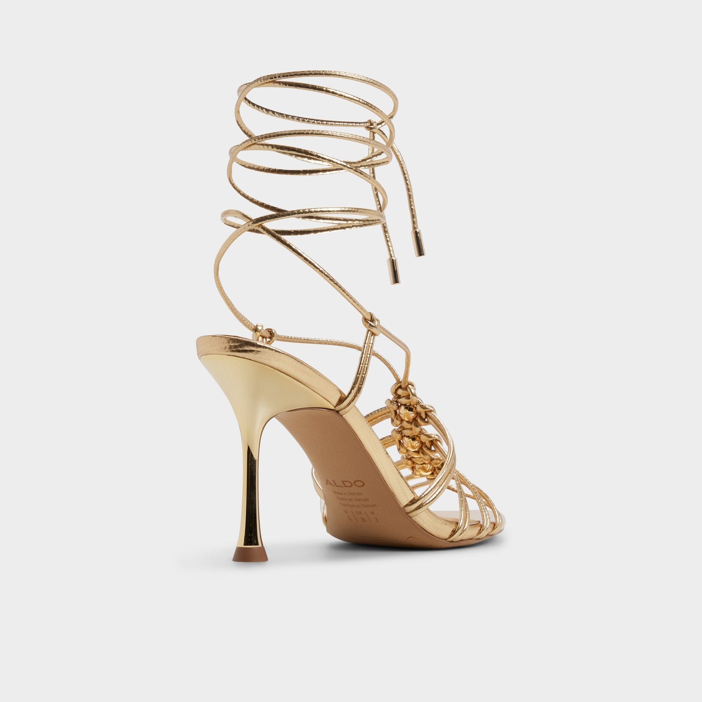 Curacao in Gold - Strappy heeled sandal, Stiletto heel - Gold