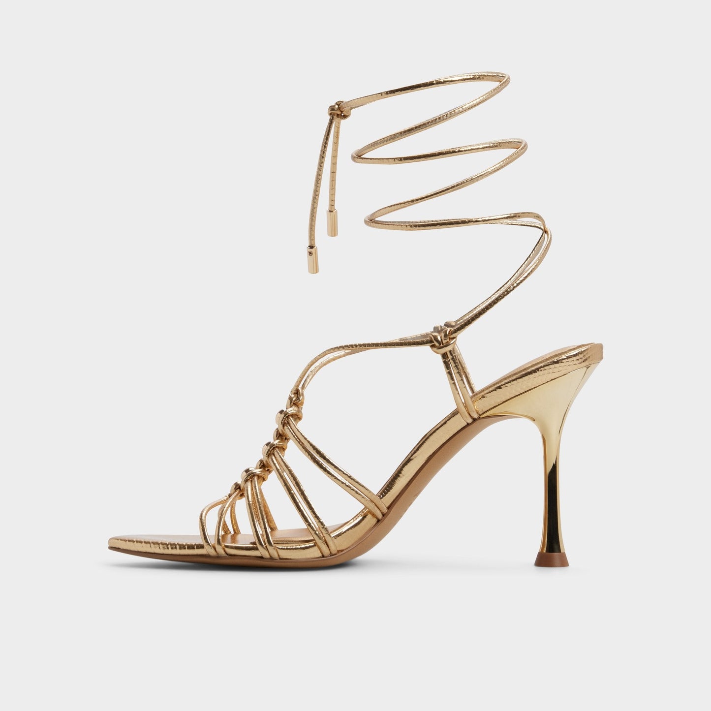 Curacao in Gold - Strappy heeled sandal, Stiletto heel - Gold