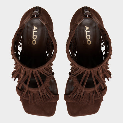 Nahana in Dark Brown - Strappy heeled sandal, Stiletto heel - Dark brown