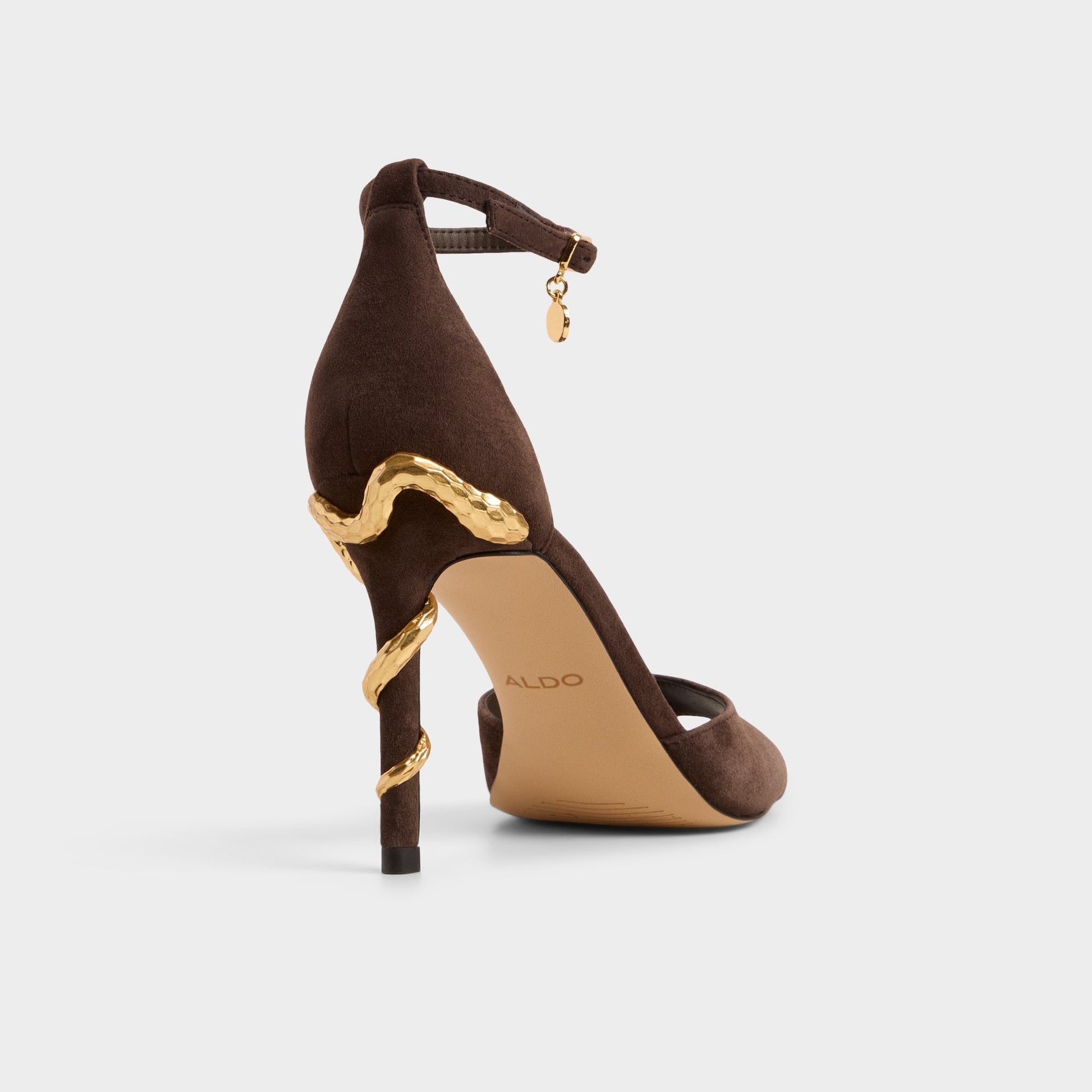 Medeza in Dark Brown - Strappy heeled sandal - Dark brown
