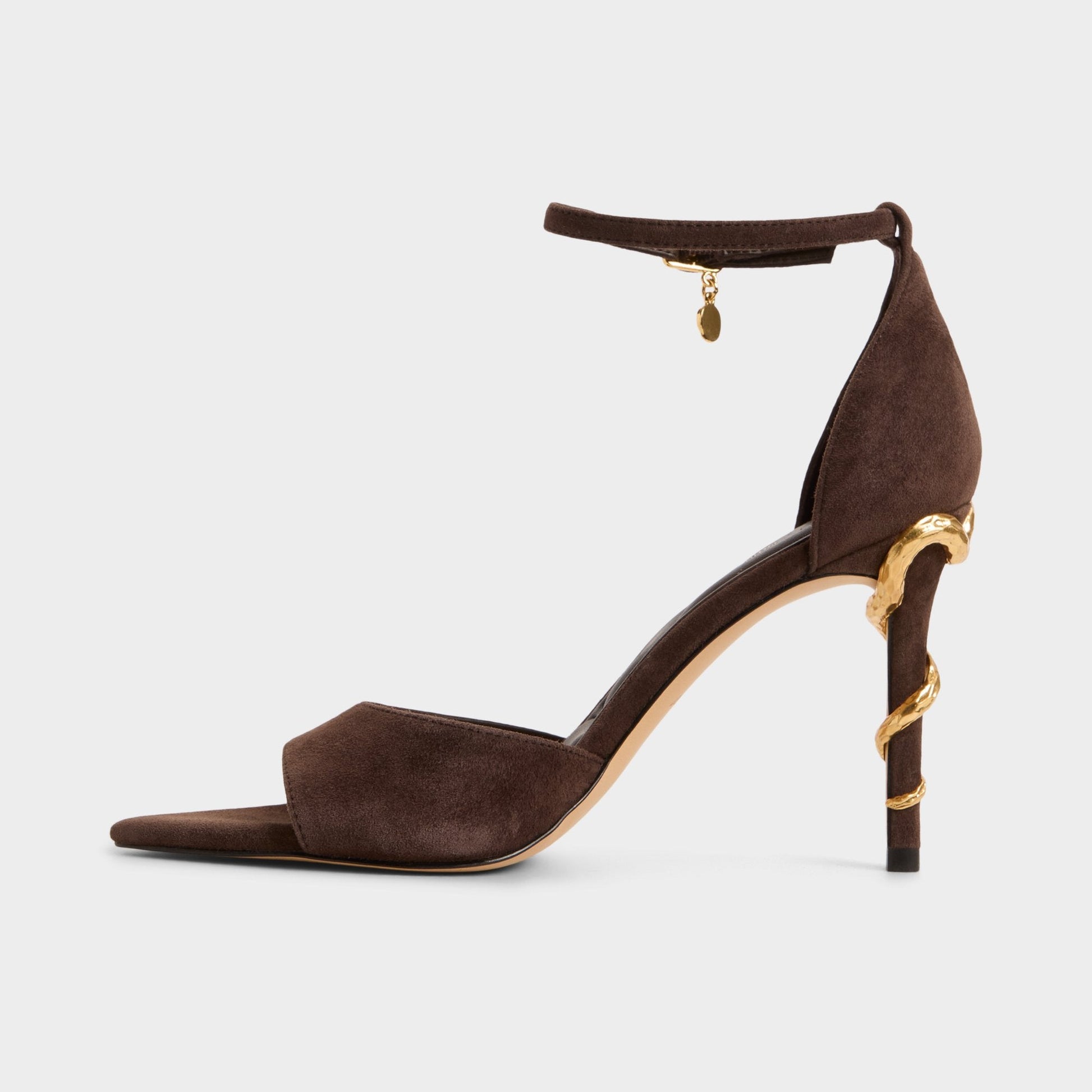 Medeza in Dark Brown - Strappy heeled sandal - Dark brown