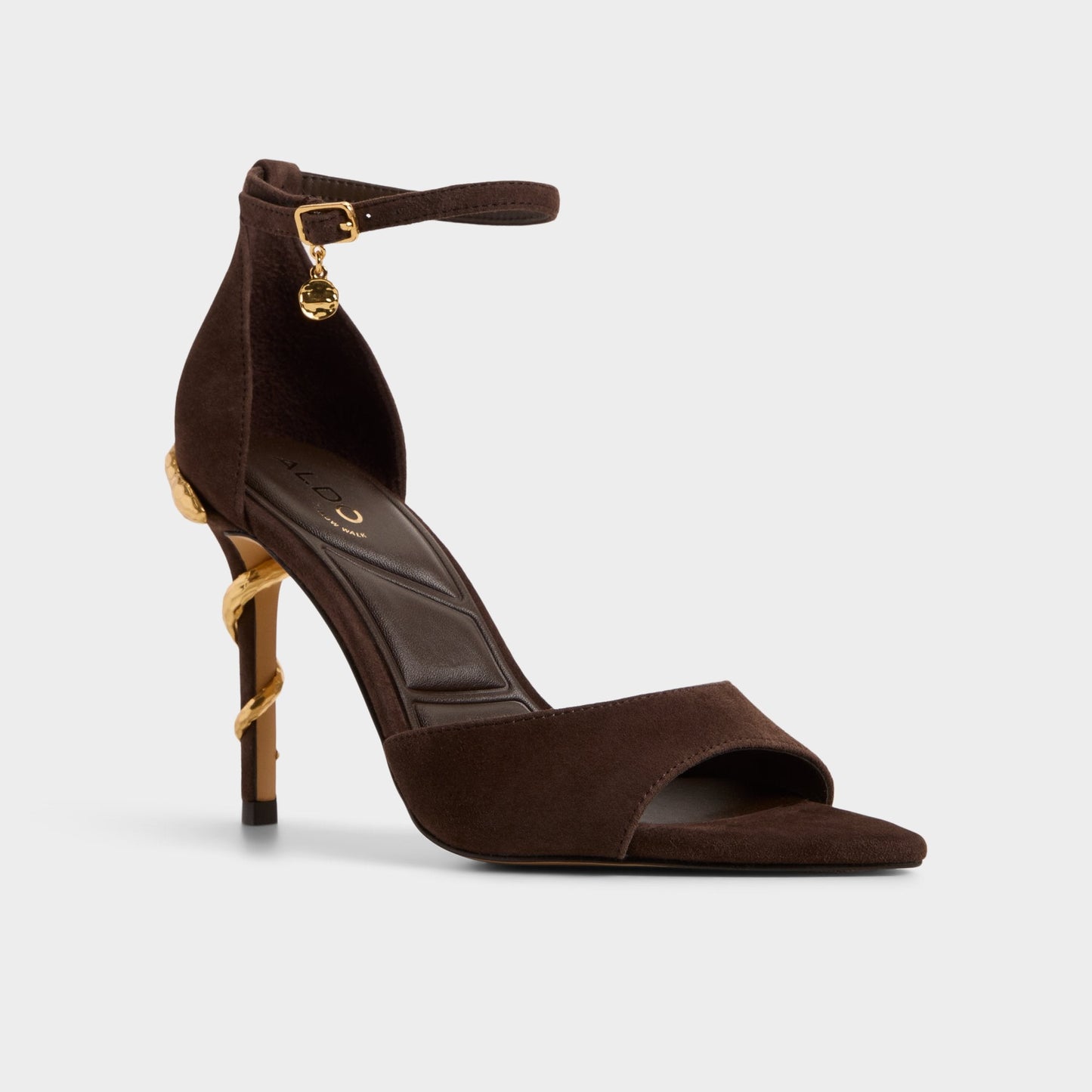 Medeza in Dark Brown - Strappy heeled sandal - Dark brown