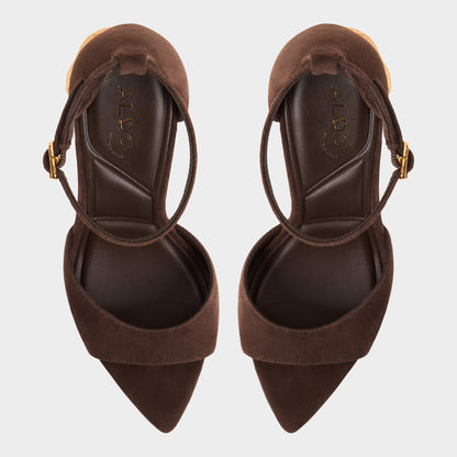 Medeza in Dark Brown - Strappy heeled sandal - Dark brown