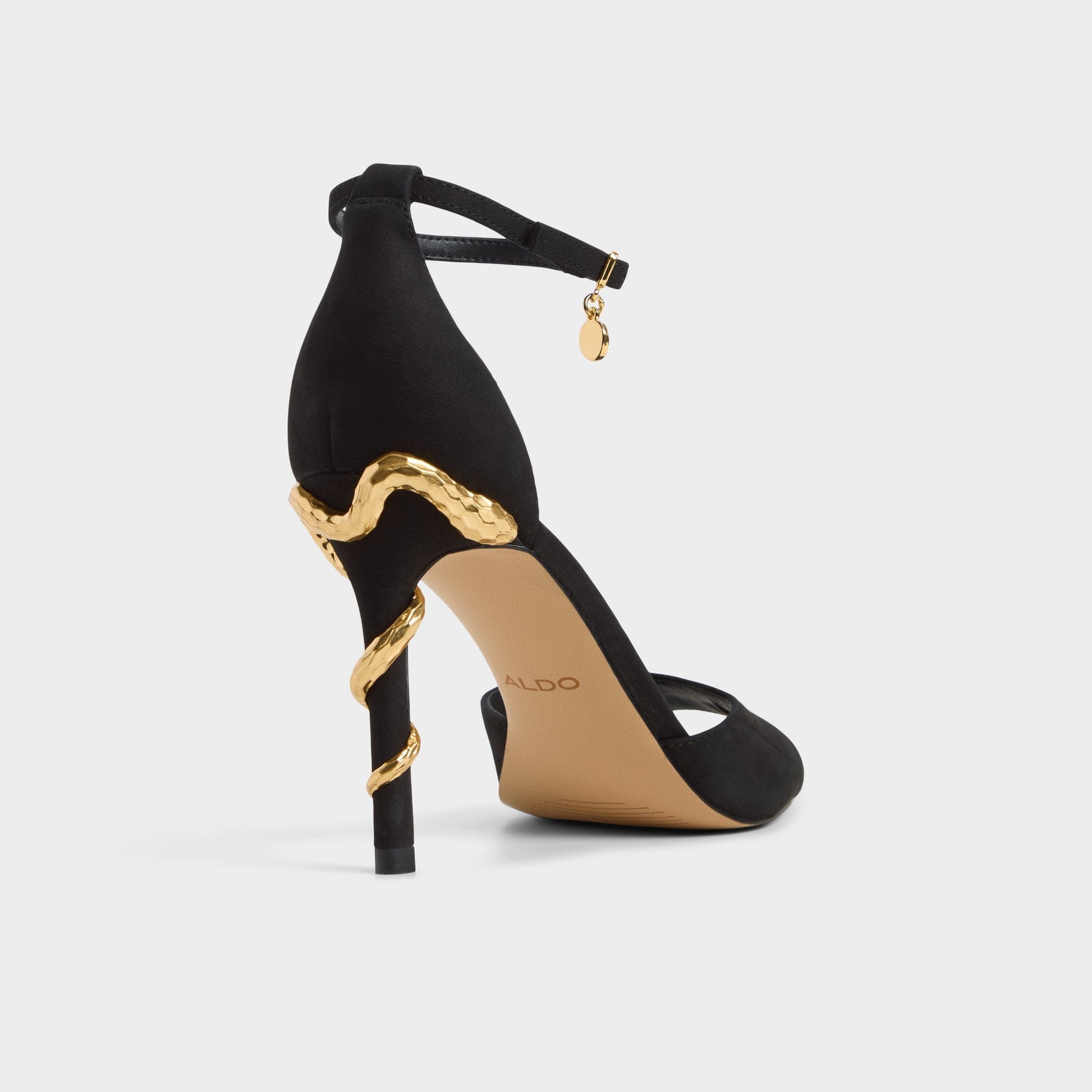 Medeza in Black - Strappy heeled sandal - Black