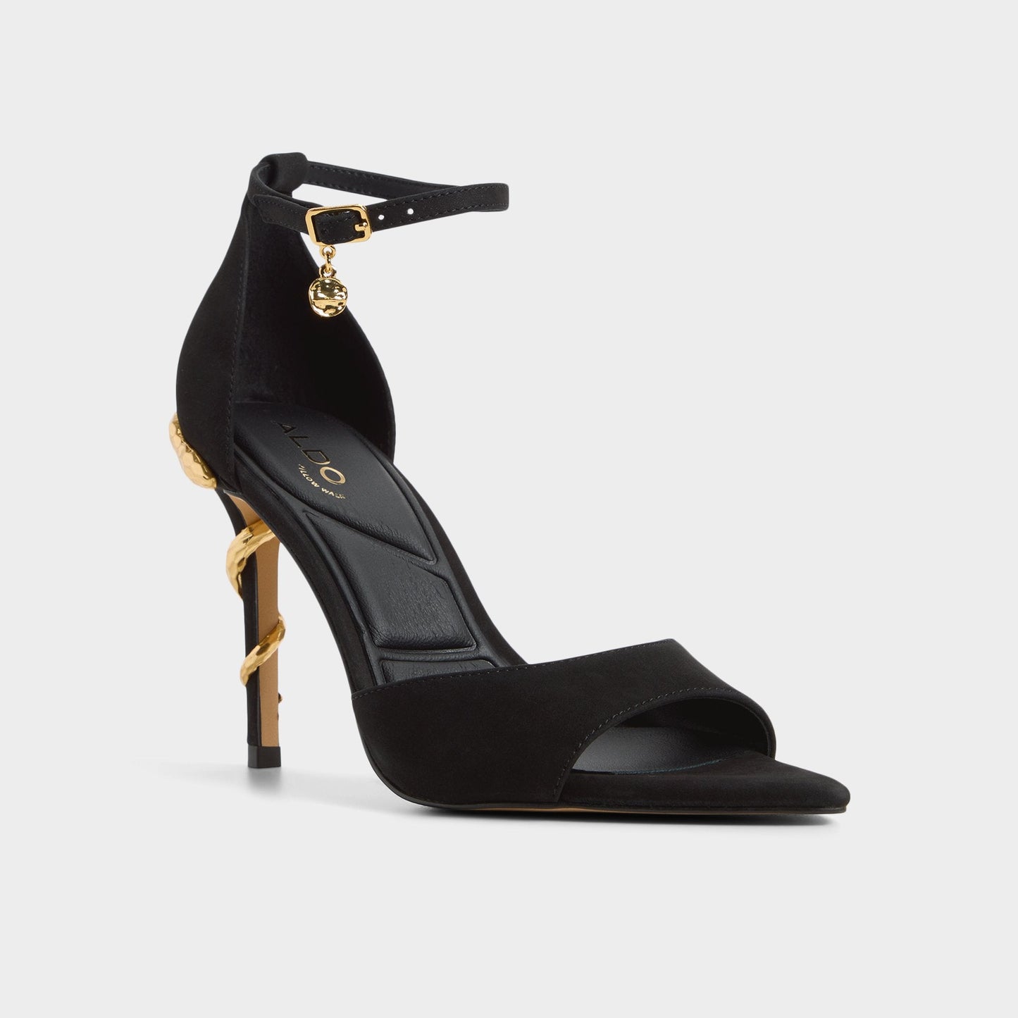 Medeza in Black - Strappy heeled sandal - Black