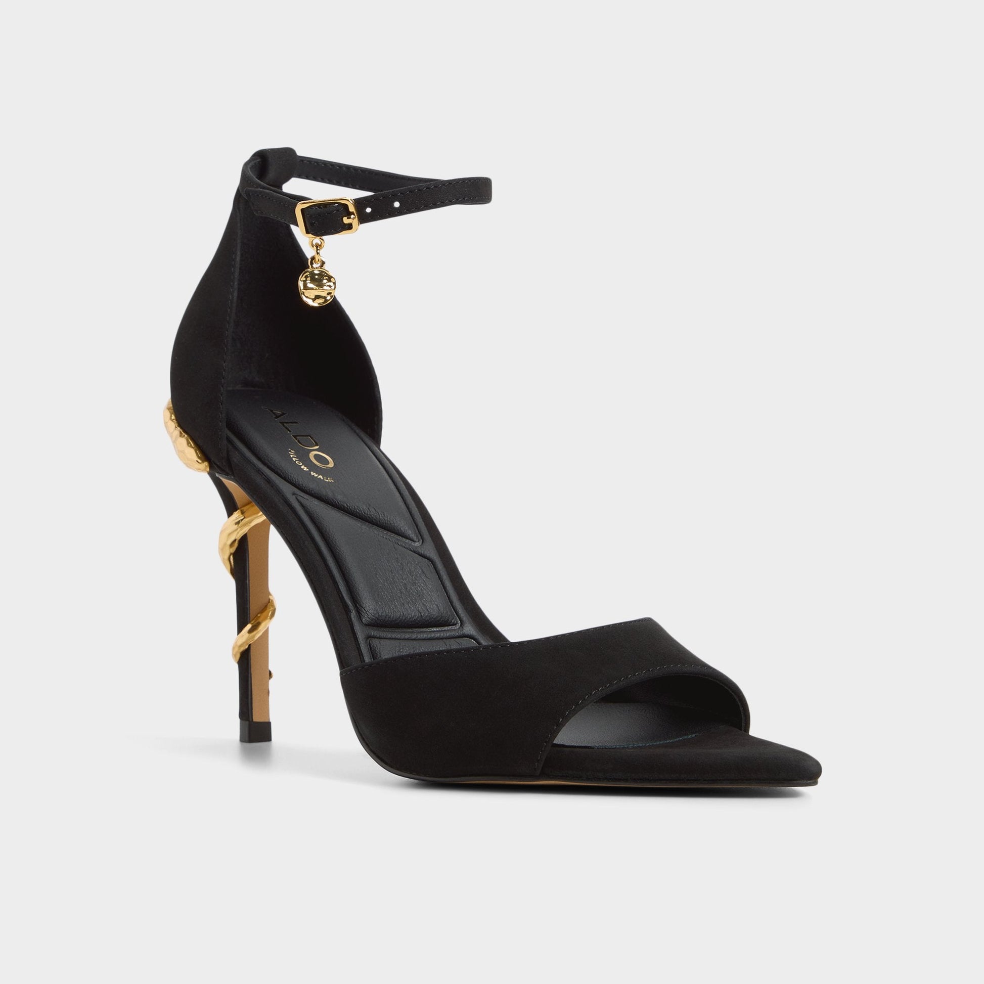 Medeza in Black - Strappy heeled sandal - Black