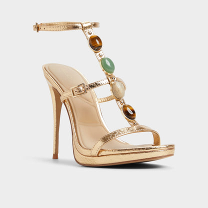 Opalia Gold Women's Strappy sandals - Strappy heeled sandal, Platform - Gold