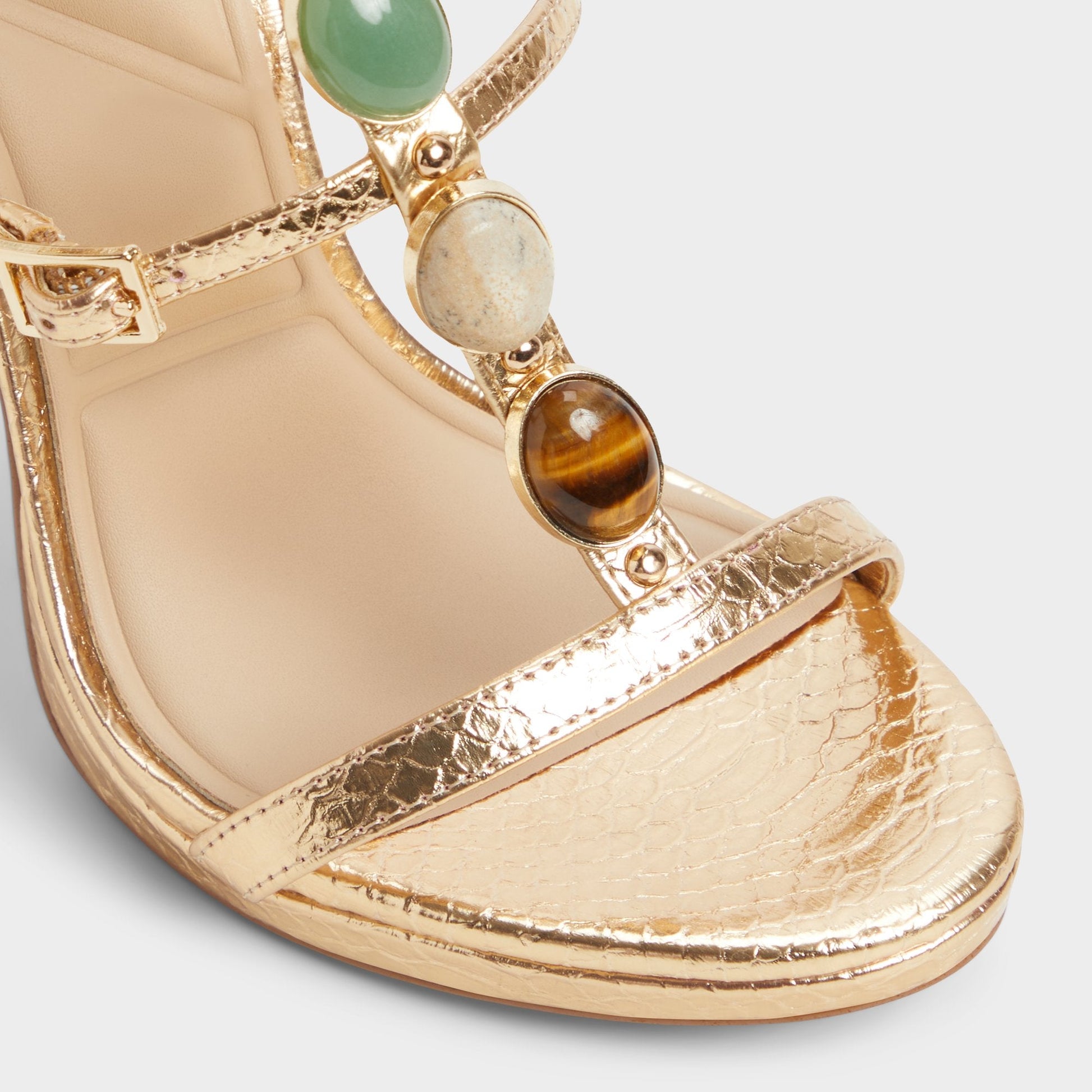 Opalia Gold Women's Strappy sandals - Strappy heeled sandal, Platform - Gold