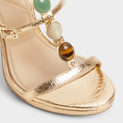Opalia Gold Women's Strappy sandals - Strappy heeled sandal, Platform - Gold