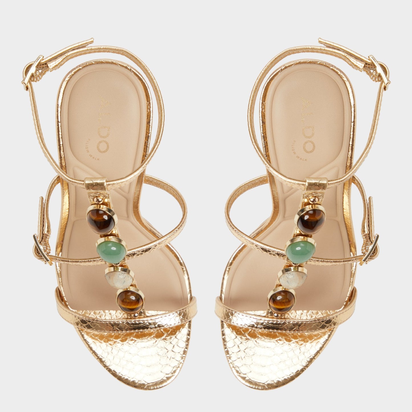 Opalia Gold Women's Strappy sandals - Strappy heeled sandal, Platform - Gold