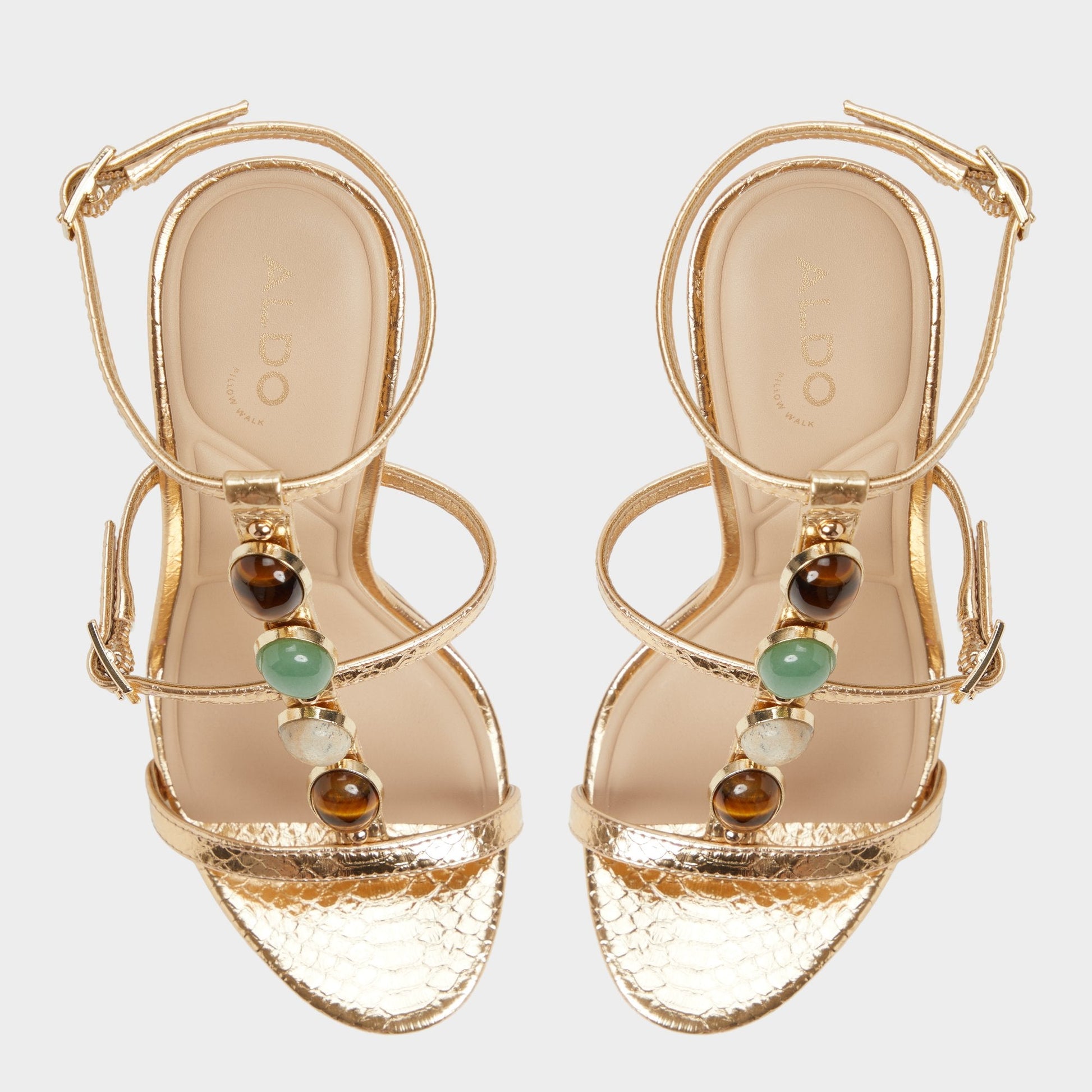 Opalia Gold Women's Strappy sandals - Strappy heeled sandal, Platform - Gold