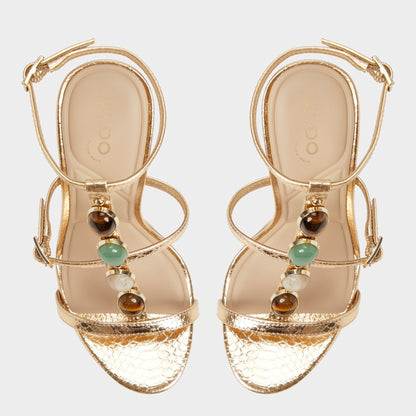 Opalia Gold Women's Strappy sandals - Strappy heeled sandal, Platform - Gold