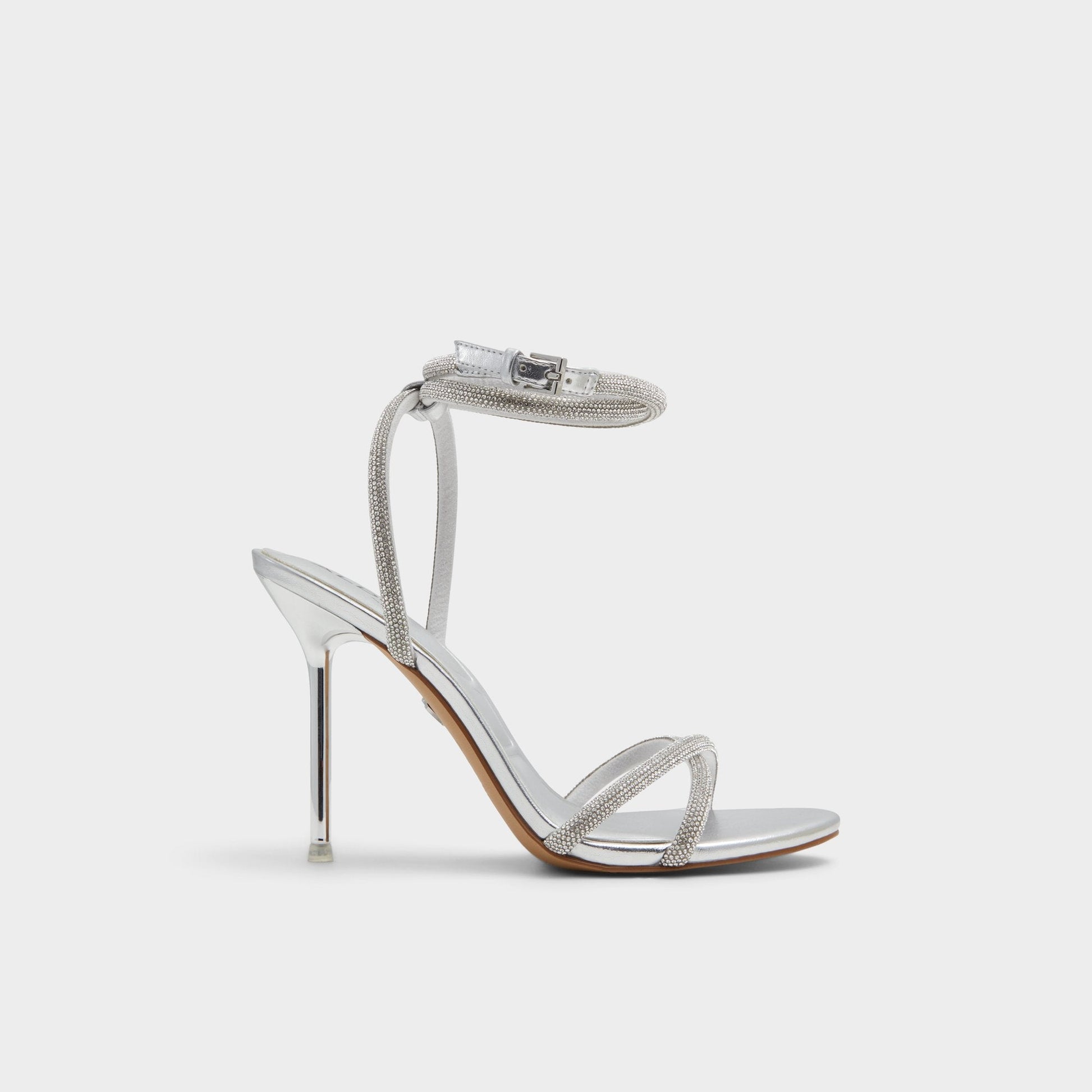 Manaelden Silver Women's Heeled sandals - Strappy heeled sandal, Stiletto heel - Silver