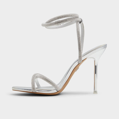 Manaelden Silver Women's Heeled sandals - Strappy heeled sandal, Stiletto heel - Silver
