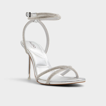 Manaelden Silver Women's Heeled sandals - Strappy heeled sandal, Stiletto heel - Silver