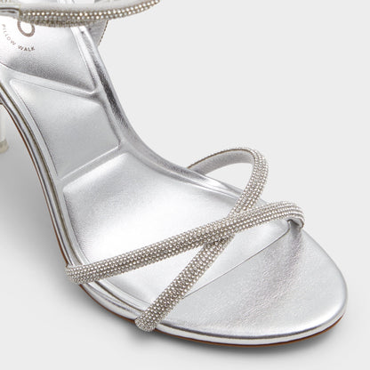Manaelden Silver Women's Heeled sandals - Strappy heeled sandal, Stiletto heel - Silver