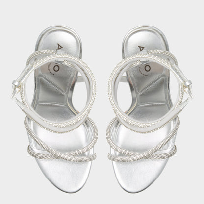 Manaelden Silver Women's Heeled sandals - Strappy heeled sandal, Stiletto heel - Silver