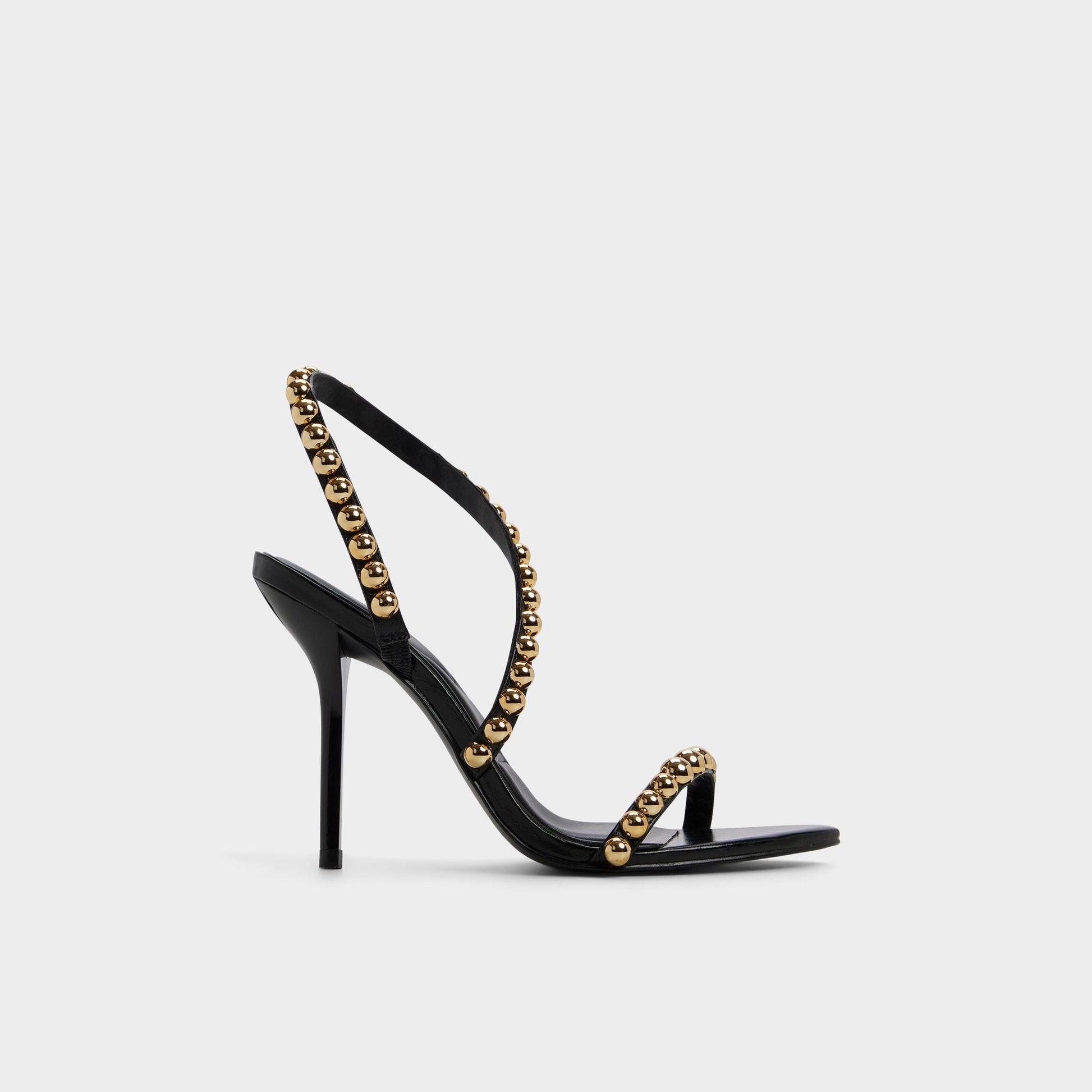 Attey in Black - Strappy heeled sandal, Stiletto heel - Black