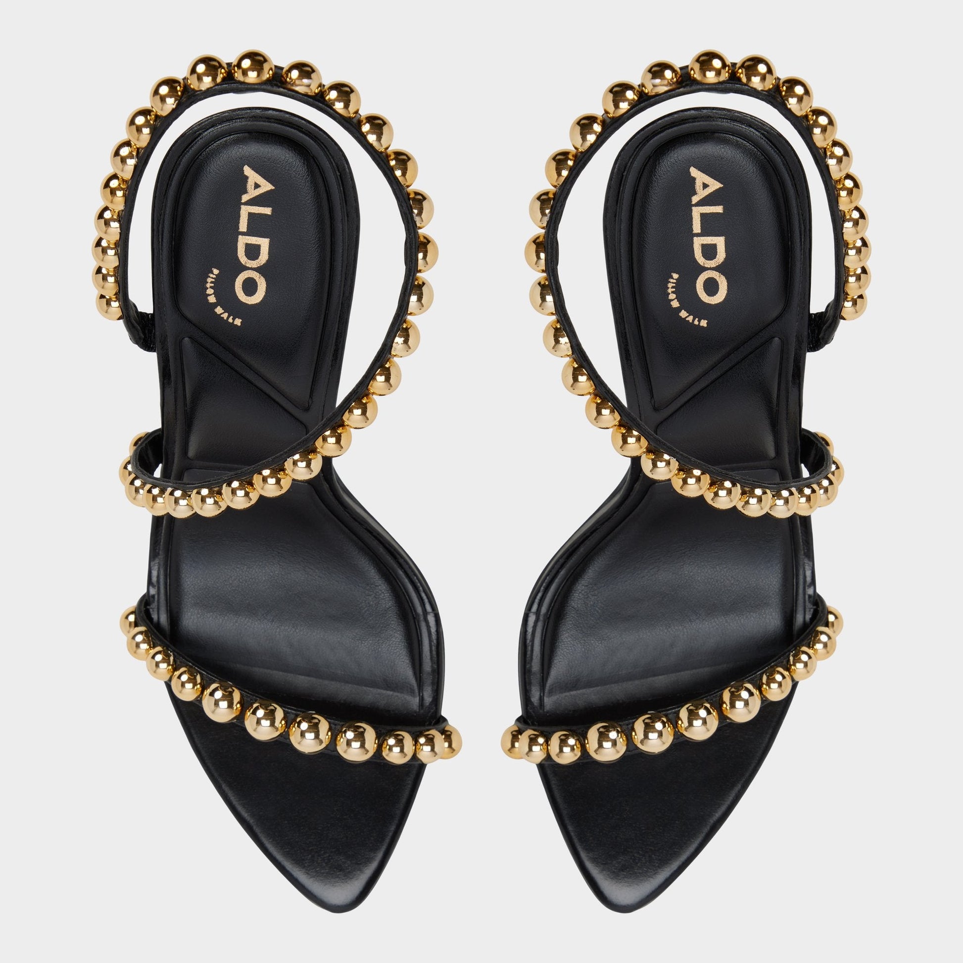 Attey in Black - Strappy heeled sandal, Stiletto heel - Black