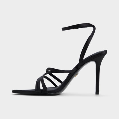 Solania Black Women's Strappy sandals - Strappy heeled sandal, Stiletto heel - Black