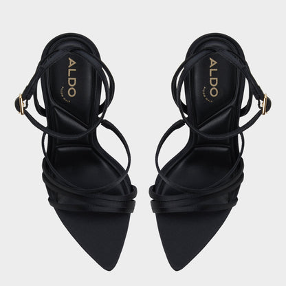 Solania Black Women's Strappy sandals - Strappy heeled sandal, Stiletto heel - Black