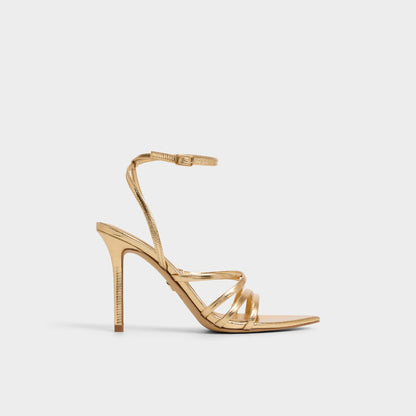 Solania Gold Women's Heeled sandals - Strappy heeled sandal, Stiletto heel - Gold