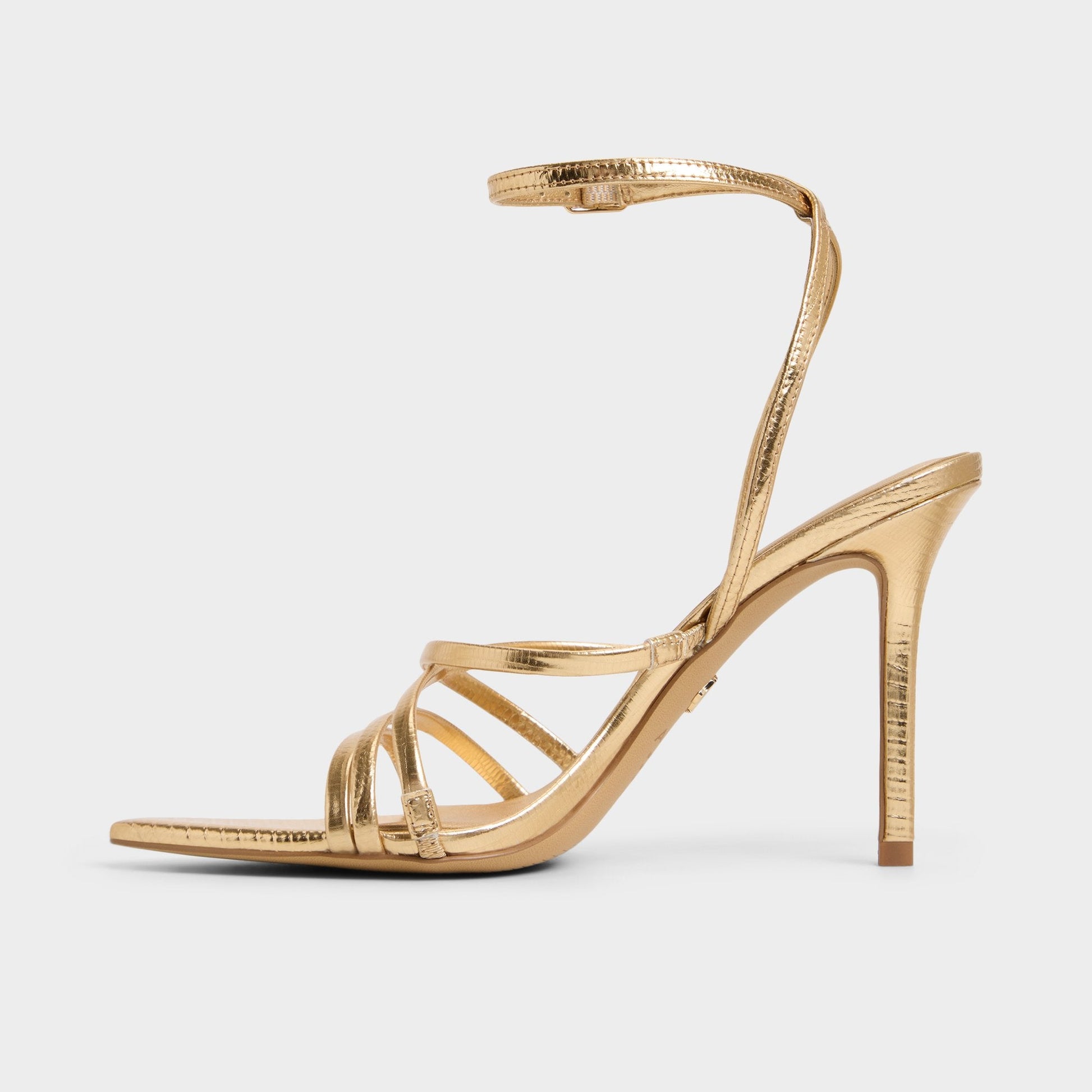 Solania Gold Women's Heeled sandals - Strappy heeled sandal, Stiletto heel - Gold