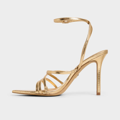 Solania Gold Women's Heeled sandals - Strappy heeled sandal, Stiletto heel - Gold
