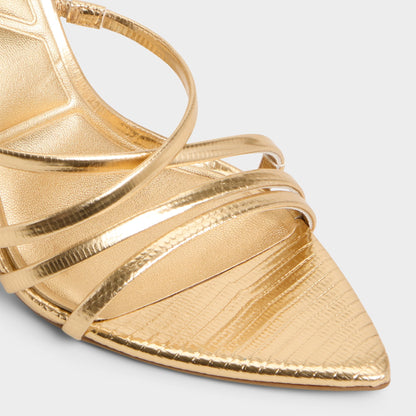 Solania Gold Women's Heeled sandals - Strappy heeled sandal, Stiletto heel - Gold