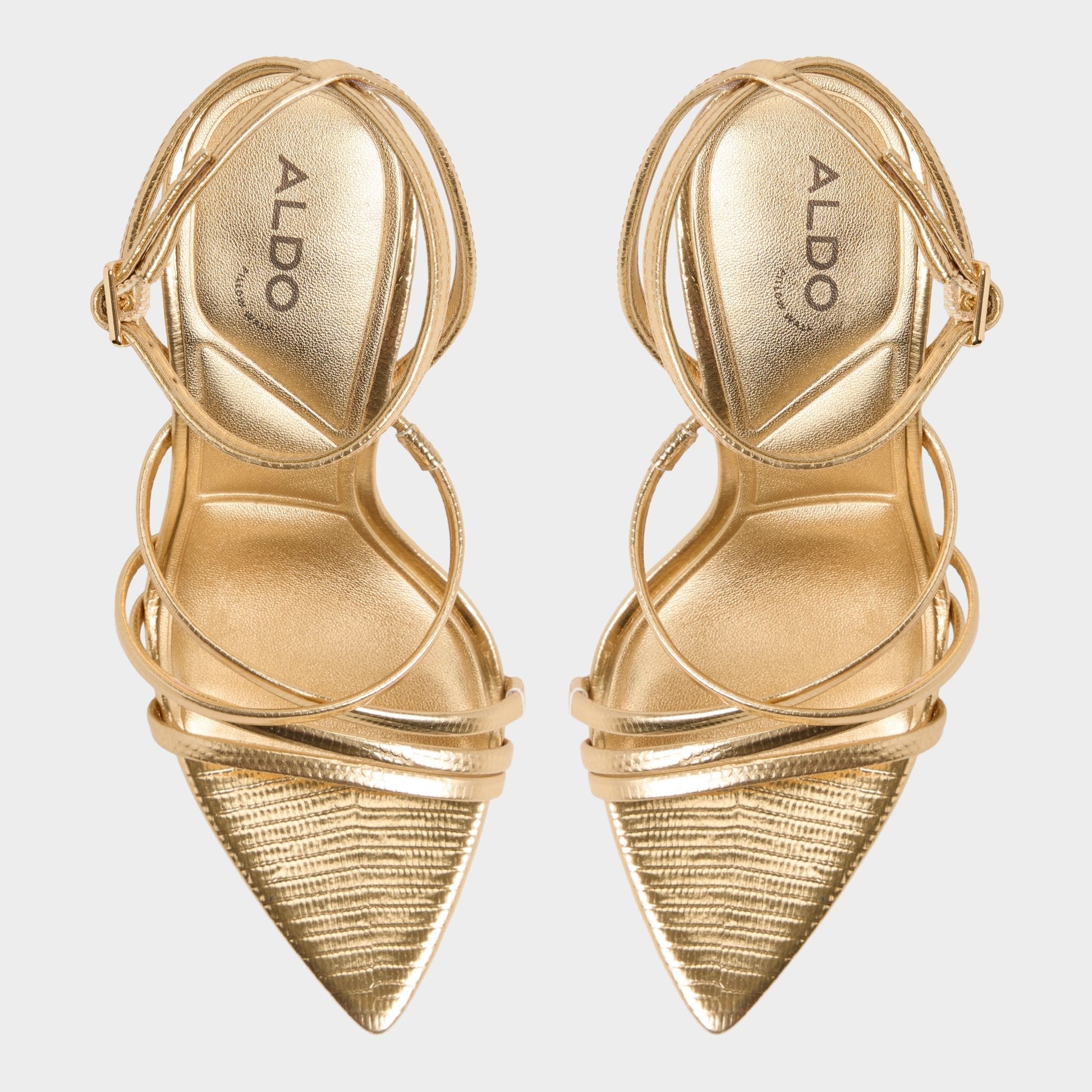 Solania Gold Women's Heeled sandals - Strappy heeled sandal, Stiletto heel - Gold