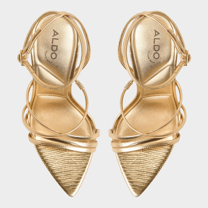 Solania Gold Women's Heeled sandals - Strappy heeled sandal, Stiletto heel - Gold