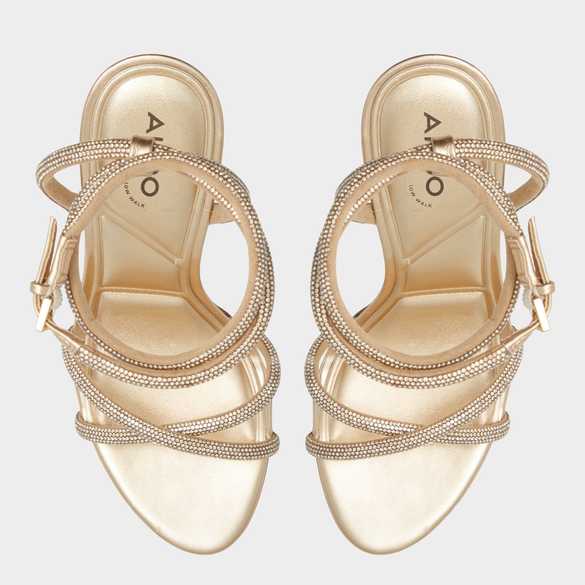 Manaelden Gold Women's Heeled sandals - Strappy heeled sandal, Stiletto heel - Gold