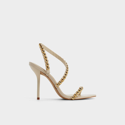 Attey in Cream - Strappy heeled sandal, Stiletto heel - Cream