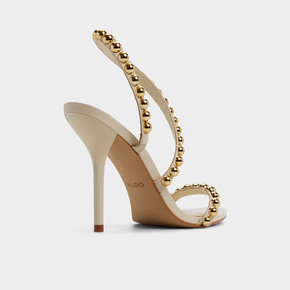 Attey in Cream - Strappy heeled sandal, Stiletto heel - Cream
