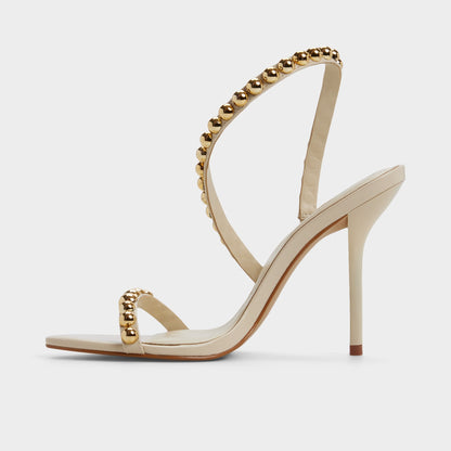 Attey in Cream - Strappy heeled sandal, Stiletto heel - Cream