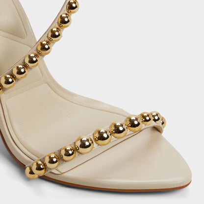 Attey in Cream - Strappy heeled sandal, Stiletto heel - Cream