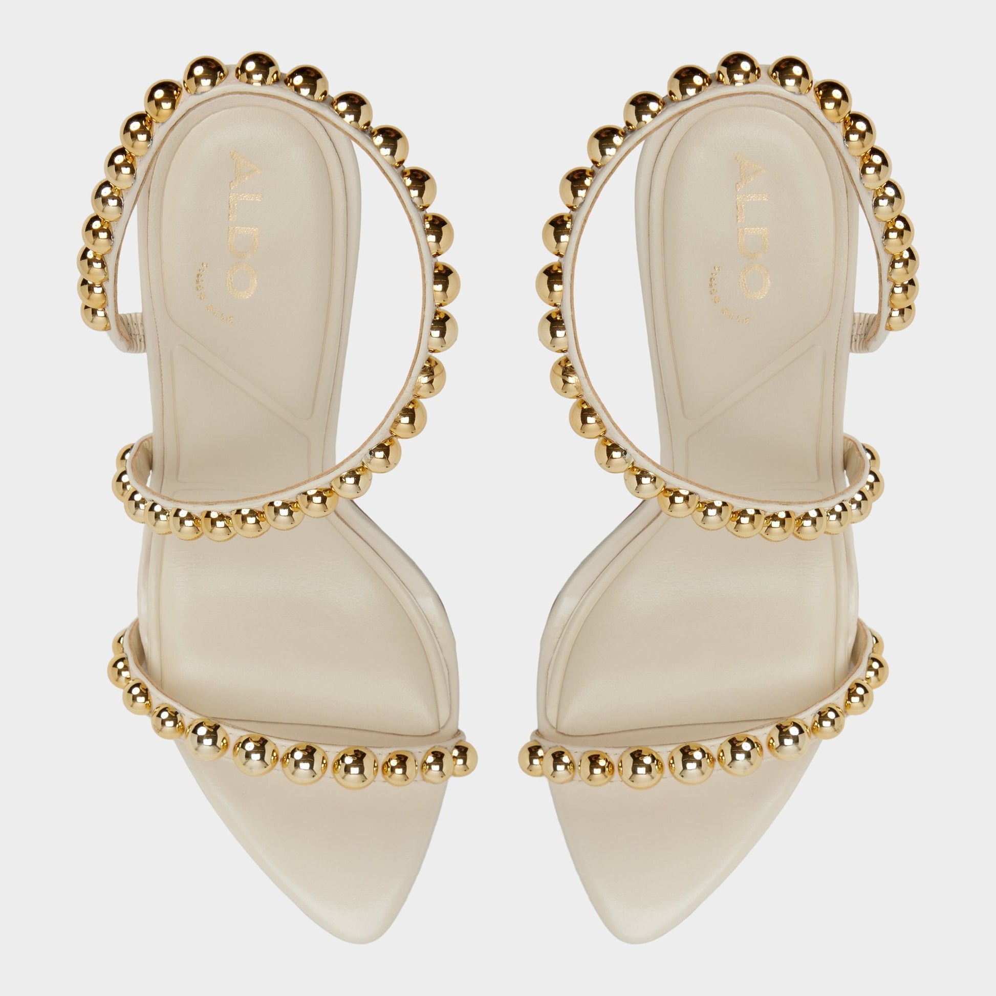 Attey in Cream - Strappy heeled sandal, Stiletto heel - Cream