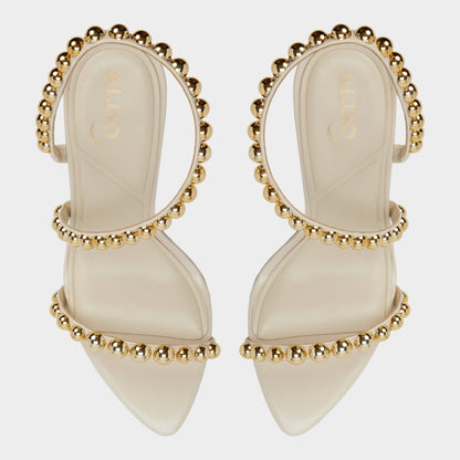 Attey in Cream - Strappy heeled sandal, Stiletto heel - Cream