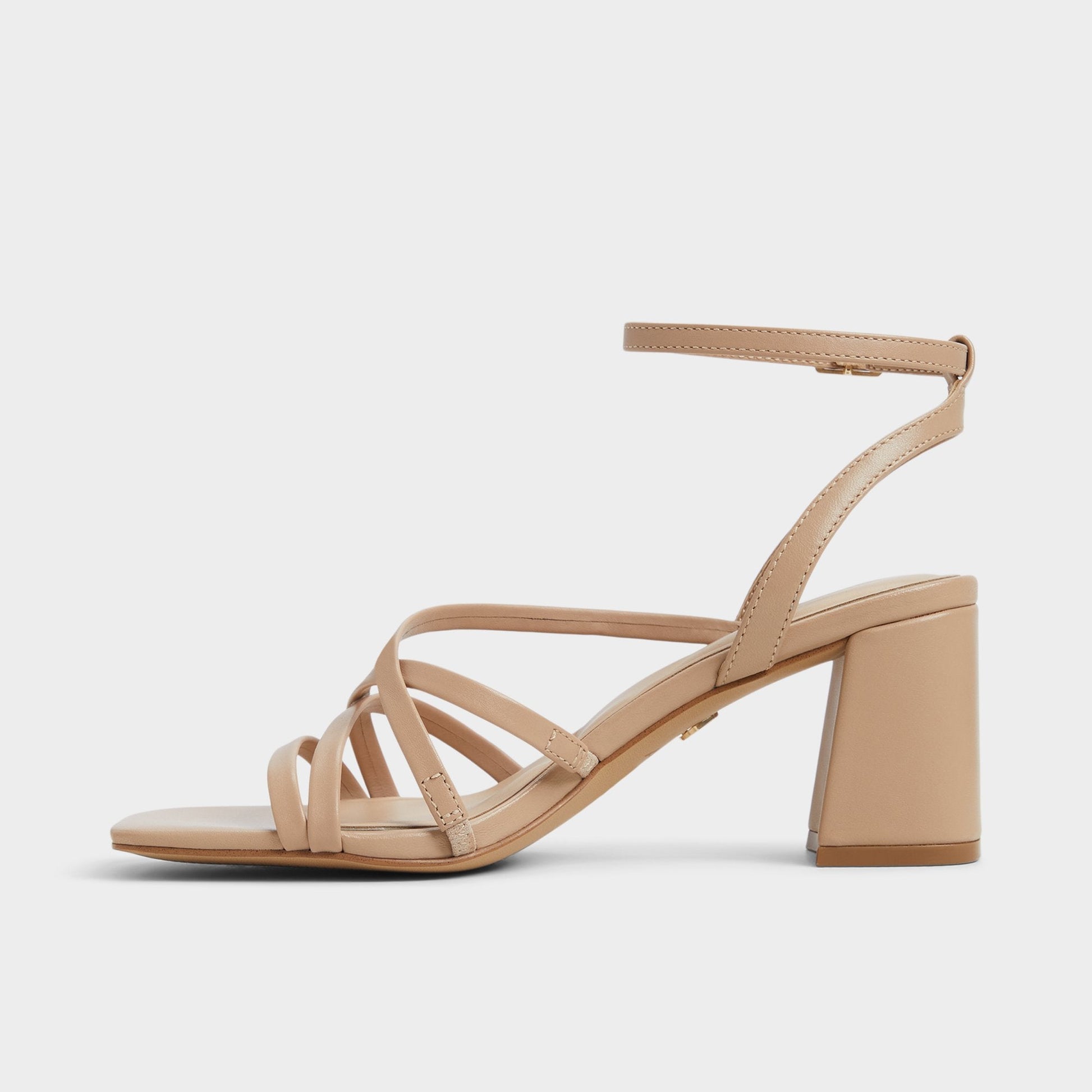 Esther Tan Women's Block heels - Strappy heeled sandal, Block heel - Tan