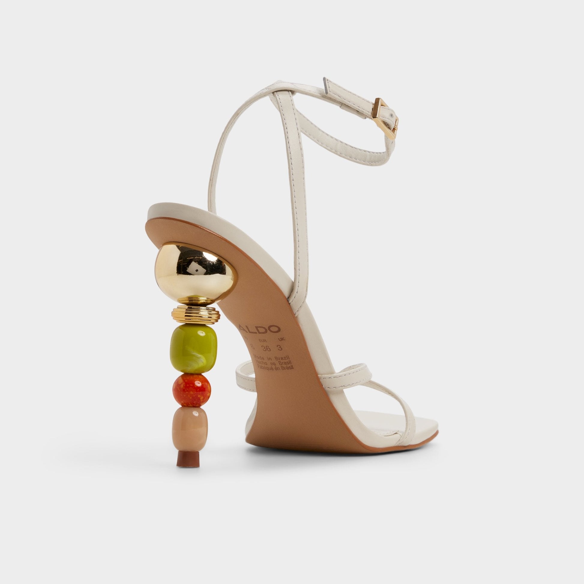 Beachglass in White Bone - Strappy heeled sandal - White/bone