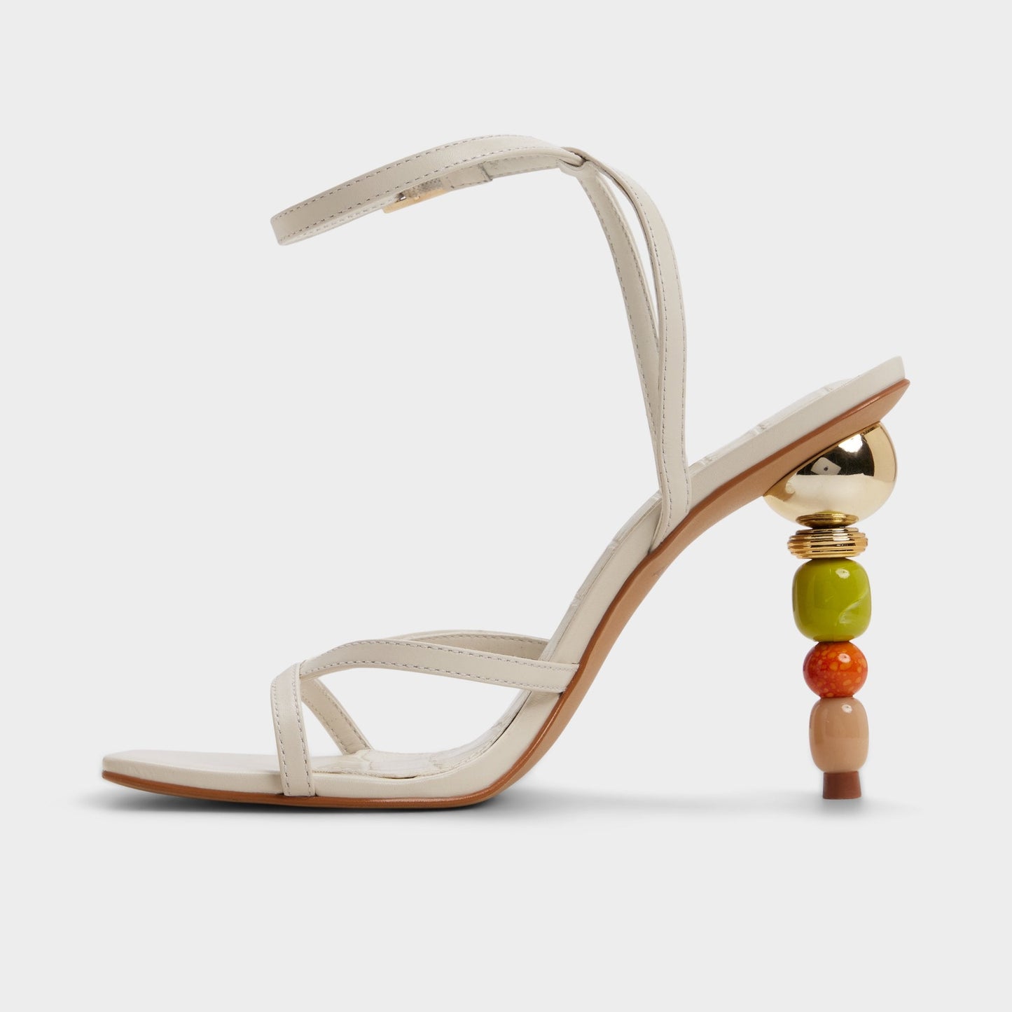 Beachglass in White Bone - Strappy heeled sandal - White/bone