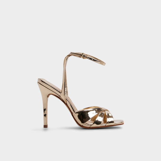 Meteora in Gold - Strappy heeled sandal, Stiletto heel - Gold