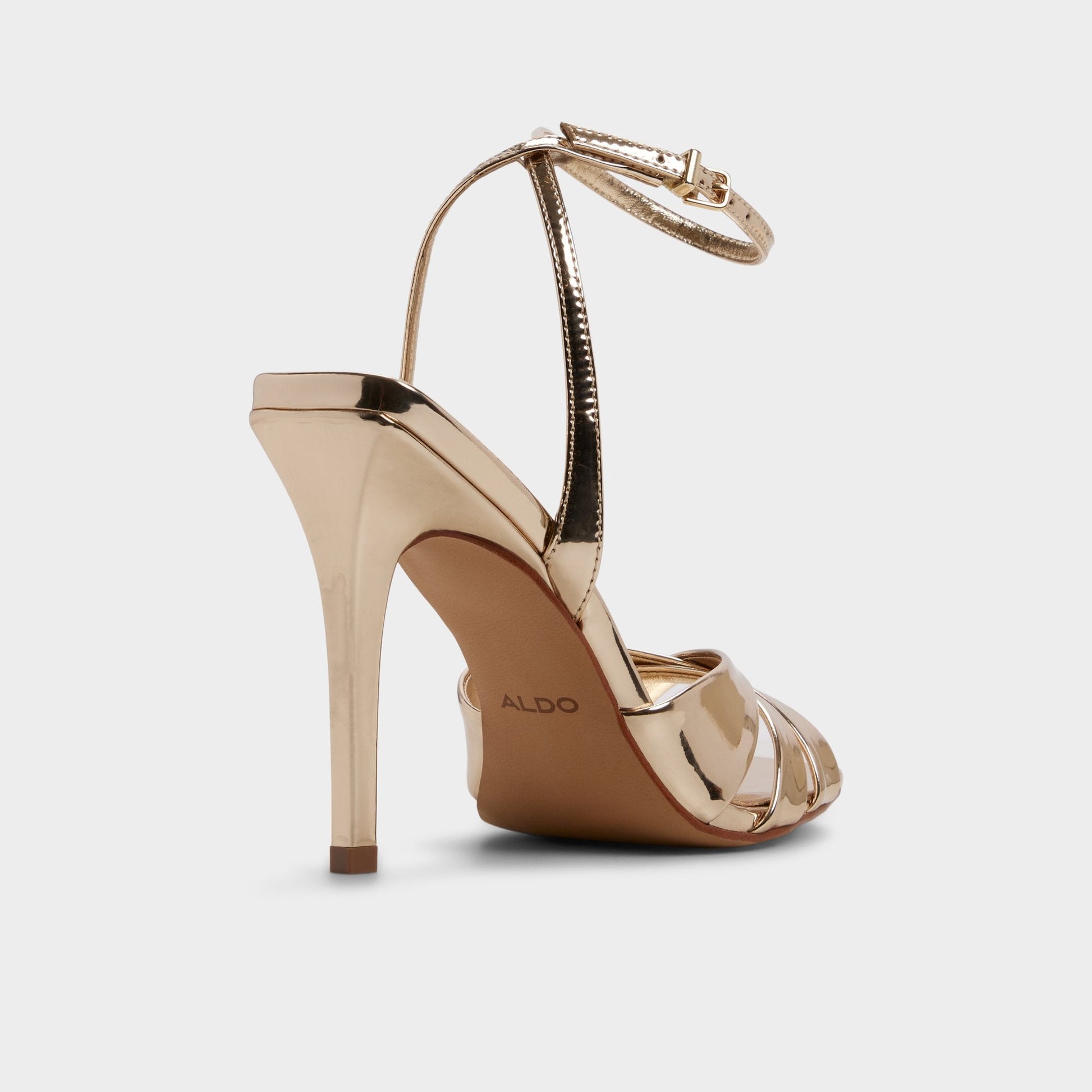 Meteora in Gold - Strappy heeled sandal, Stiletto heel - Gold