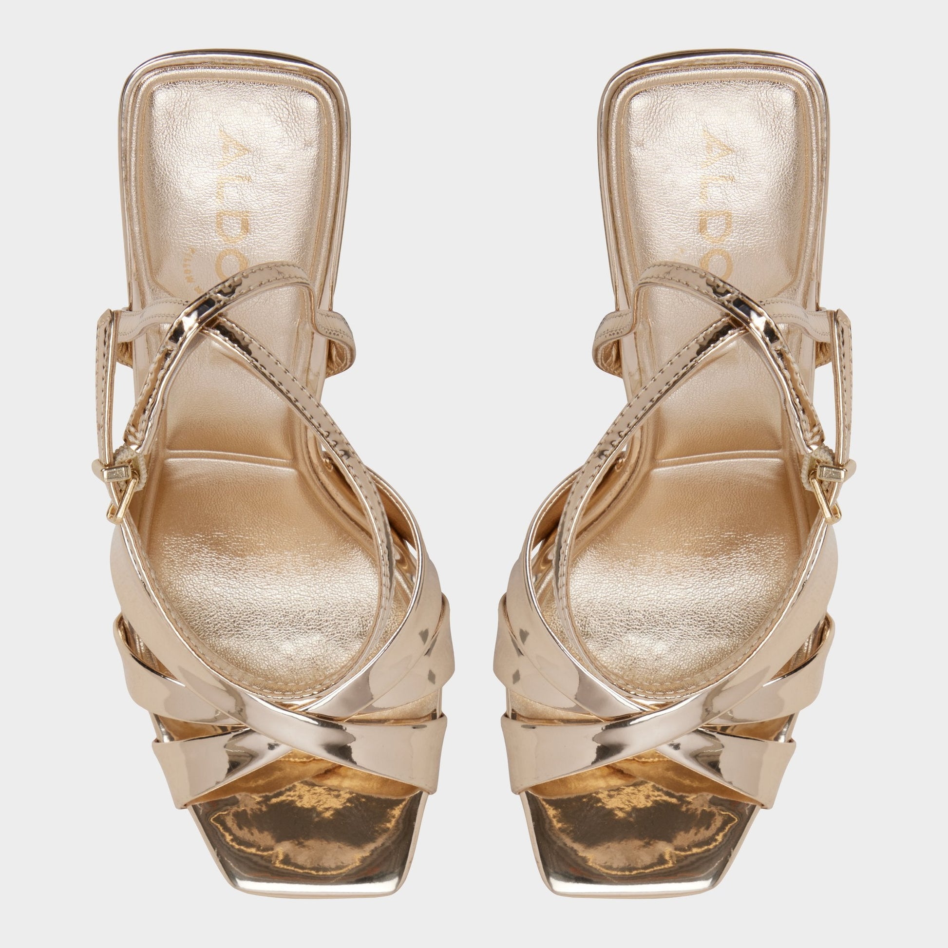 Meteora in Gold - Strappy heeled sandal, Stiletto heel - Gold