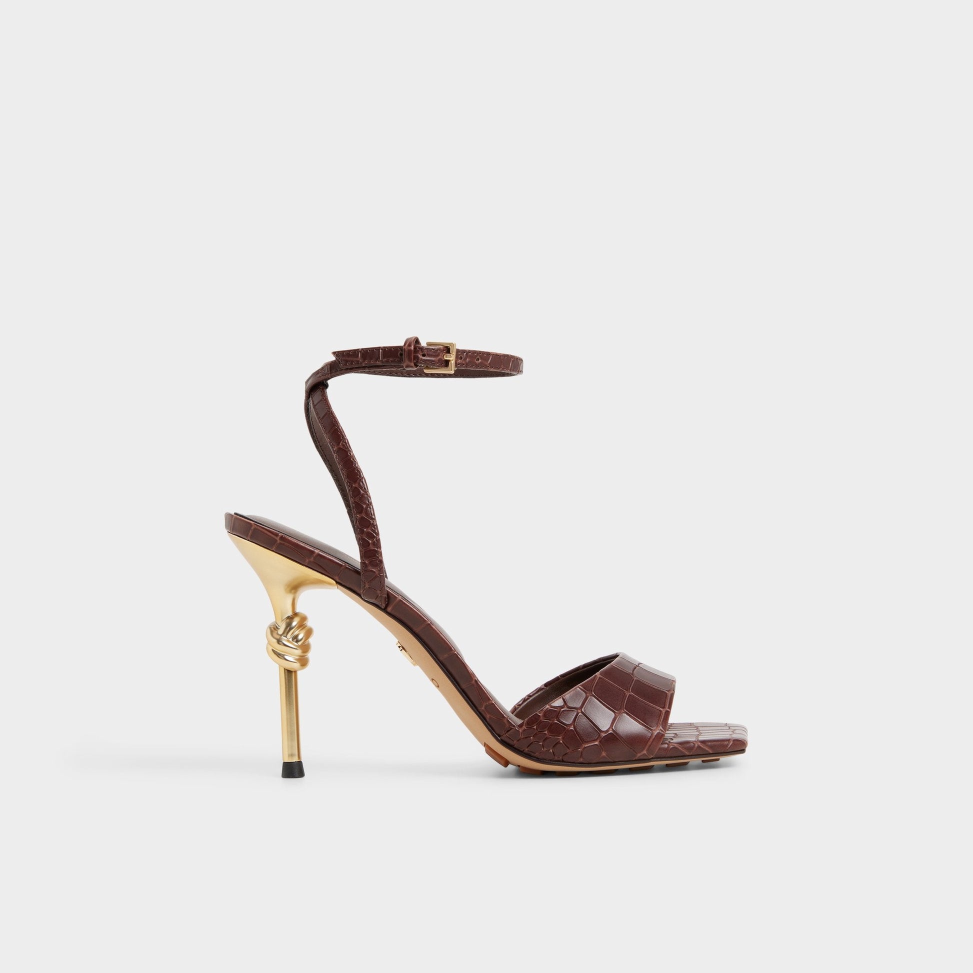 Harmonious in Dark Brown - Strappy heeled sandal - Dark Brown