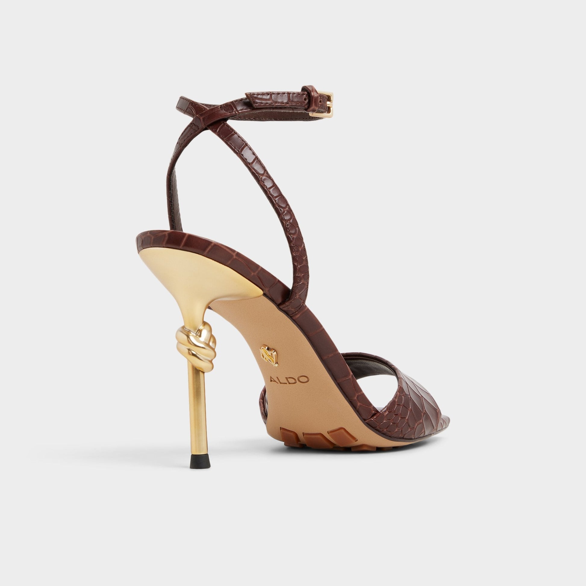 Harmonious in Dark Brown - Strappy heeled sandal - Dark Brown