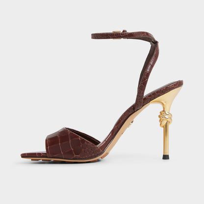 Harmonious in Dark Brown - Strappy heeled sandal - Dark Brown