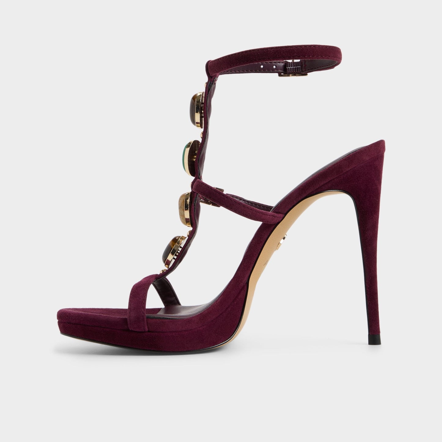 Opalia in Bordo - Strappy heeled sandal, Platform - Bordo