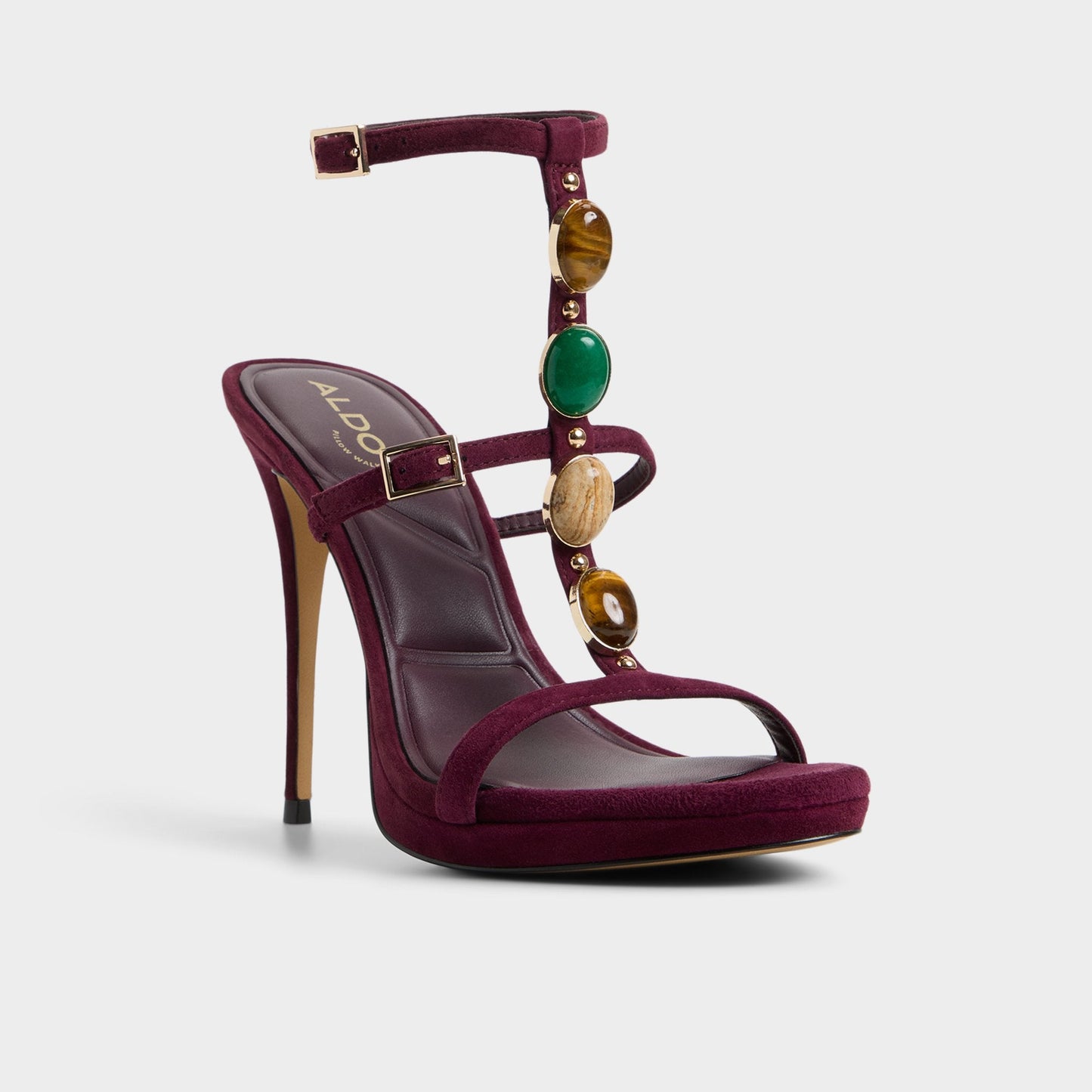 Opalia in Bordo - Strappy heeled sandal, Platform - Bordo